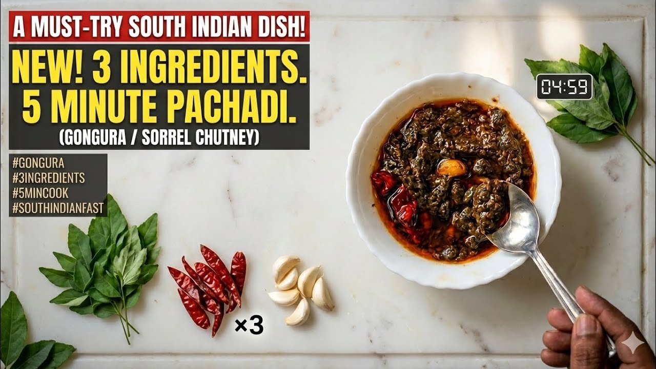 3 Ingredients Gongura Pachadi | Super Quick Andhra Chutney in 5 Minutes