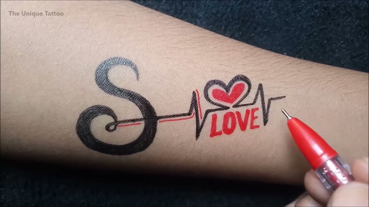 S name tattoo design with pen || The Unique Tattoo ||  s tattoo | s name tattoo