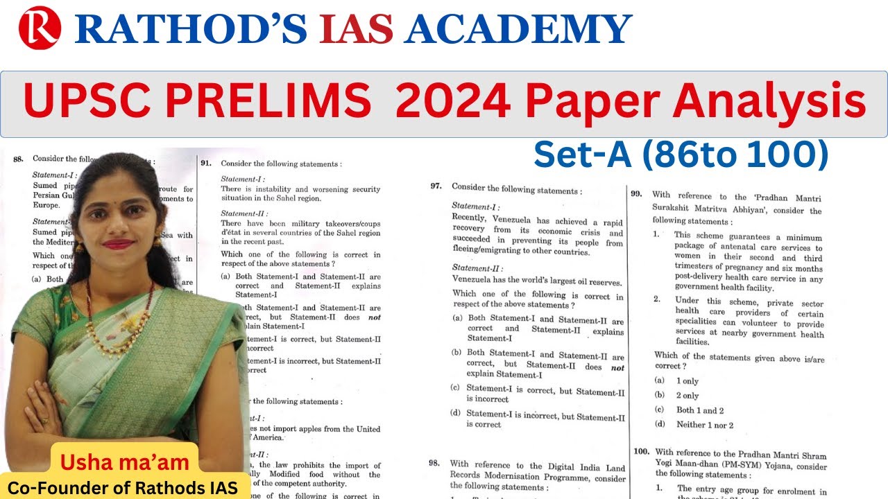 Prelims Question paper Analysis ,Set-A(85 - 100) / #UPSC #Prelims2024Analysis