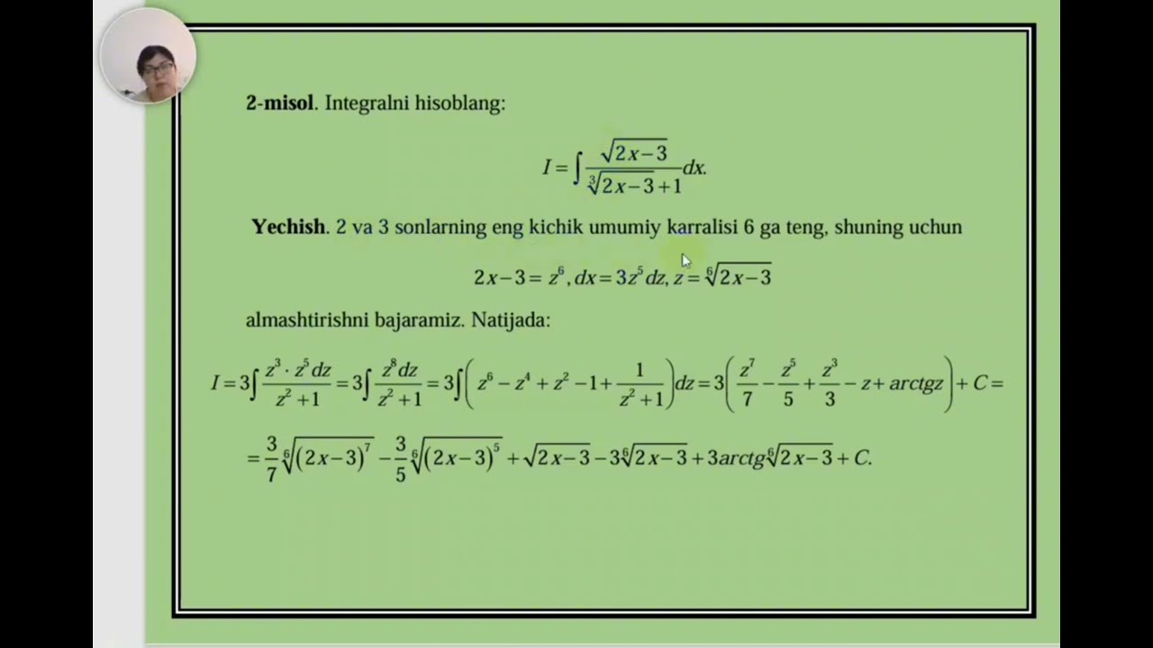 Ba'zi irratsional funksiyalarni integrallash (1-qism)