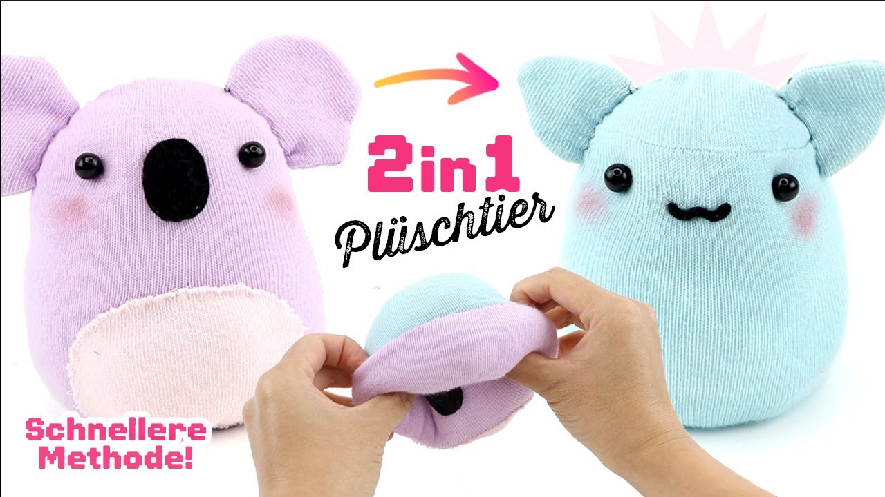 2in1 Plüschtier aus SOCKEN! Stofftier einfach nähen! Spielzeug selber machen! Geschenkidee Basteln!