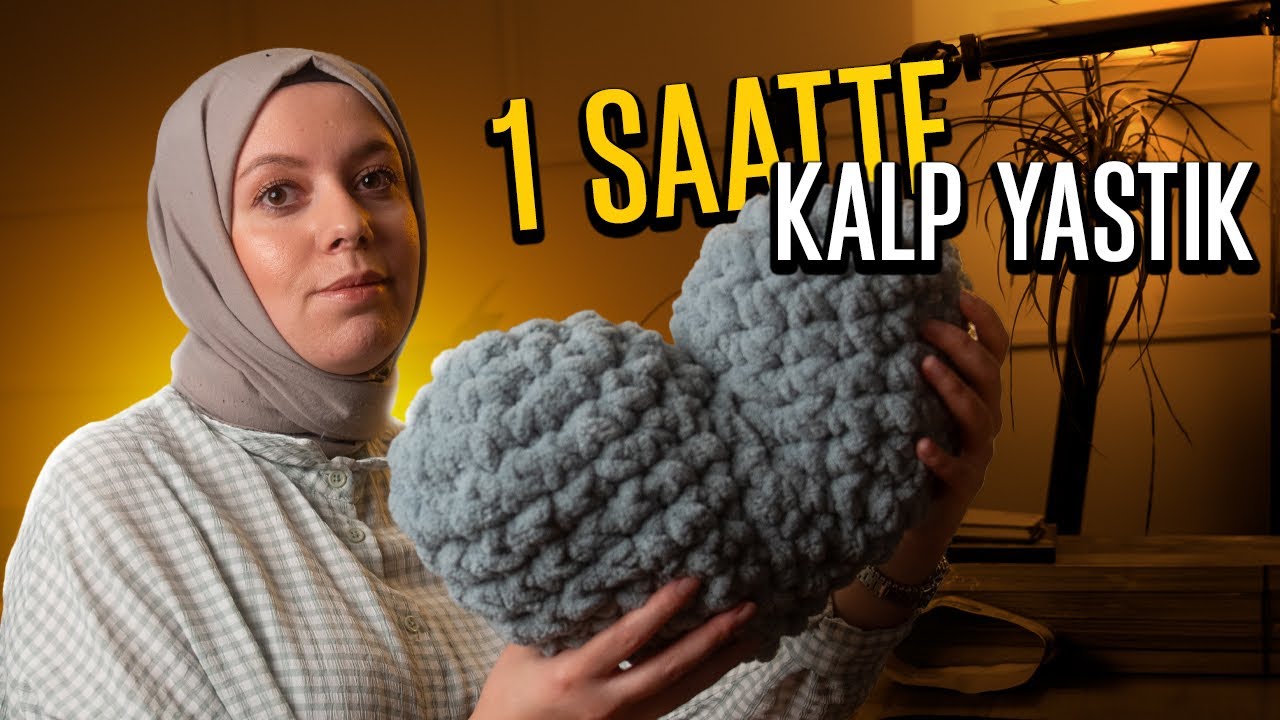 Tığ ve Şiş kullanmadan 1 Saatte El Örgüsü Kalp Yastık Nasıl Örülür?  Sosyal Medyanın Yeni Trendi.🌸❤️