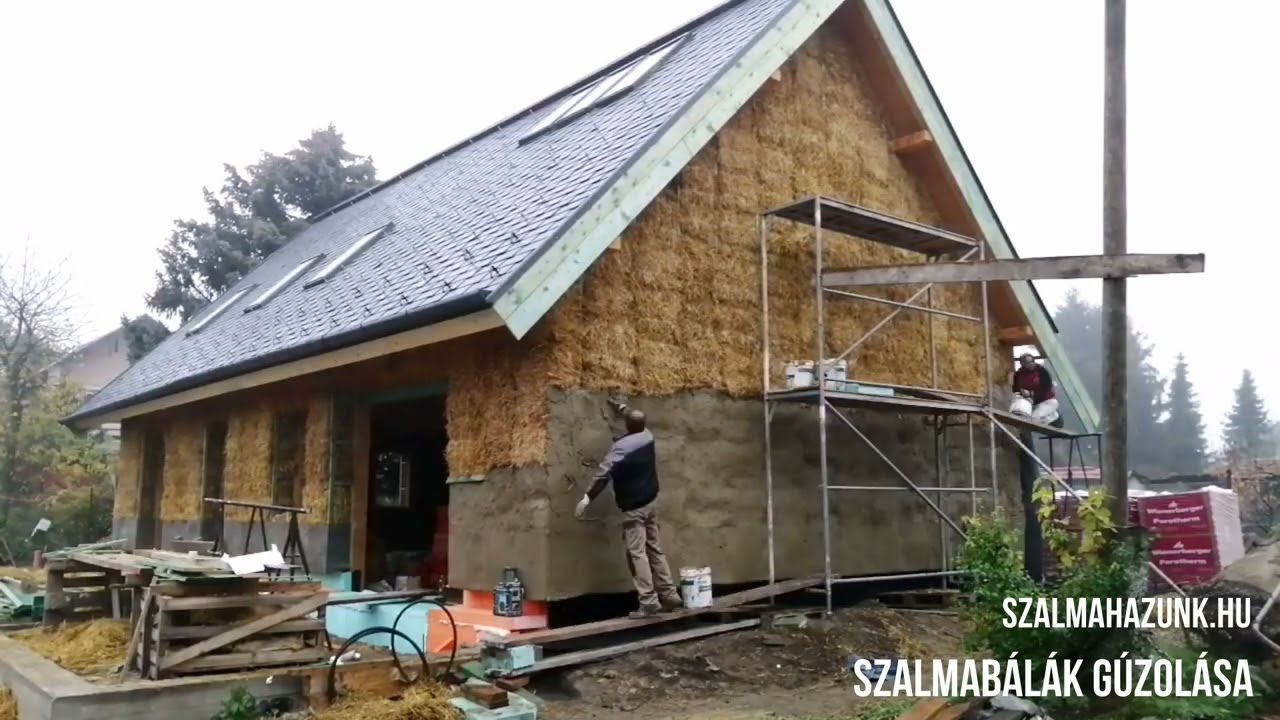 Szalmabálák gúzolása - Szalmaházunk.hu
