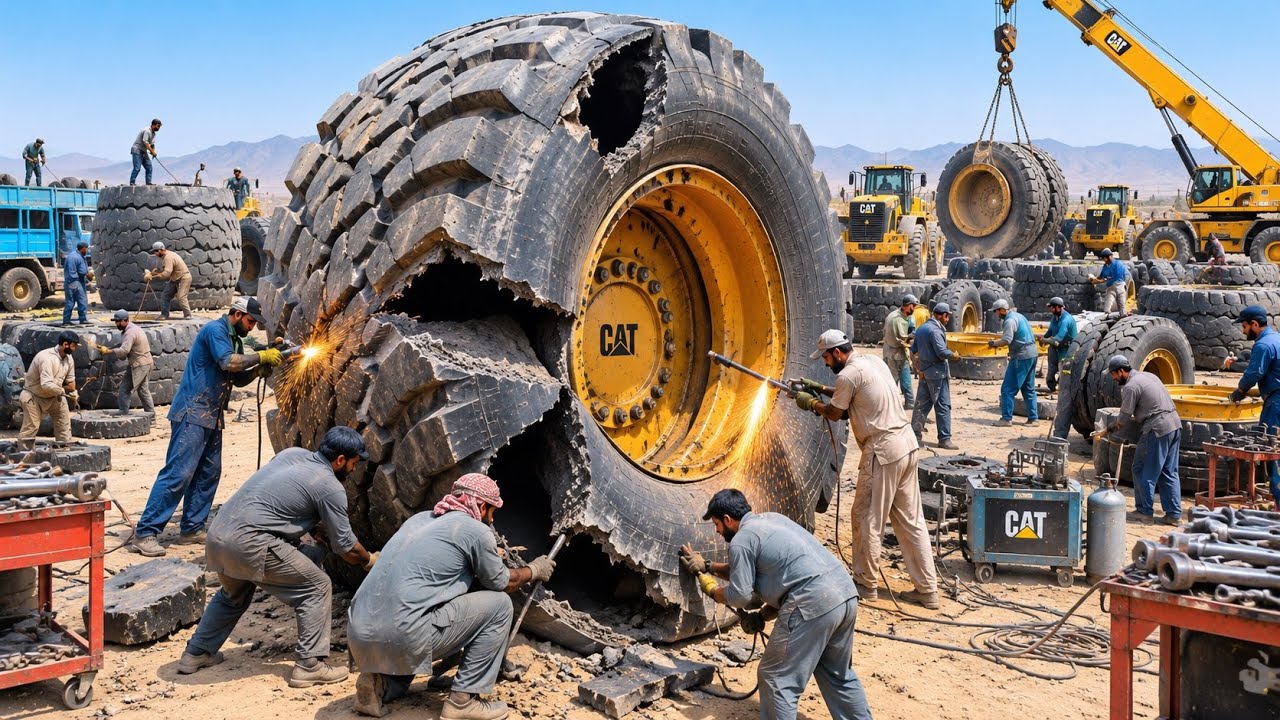 🔥 Amazing Factory Process! Turning Old Caterpillar Tires Into Heavy Truck Suspension Bushings