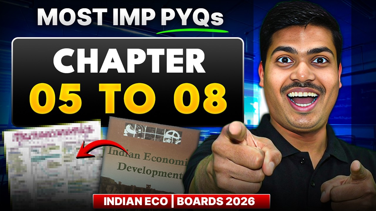 Most Important Previous Year Questions. Indian Eco Chapter 5 to 8 Class 12 Economics Board exam 2026