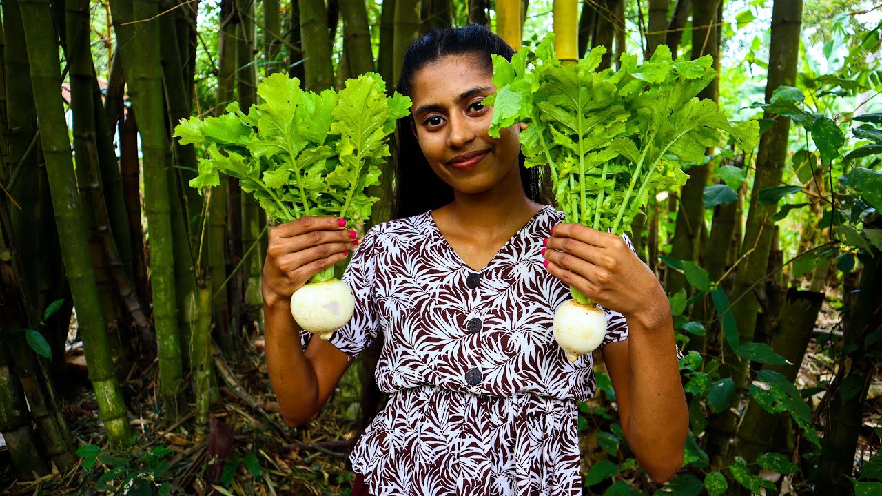Rabu curry ( White radish curry ) village style with coconut oil | How to make radish  ASMR Cooking