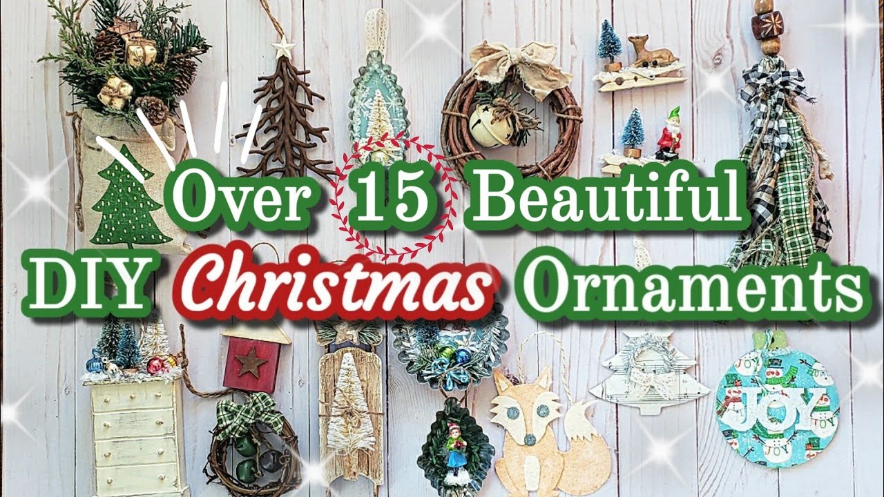 Lots of DIY Christmas Ornaments || Rustic, Vintage, Farmhouse, Primitive, Woodland styles