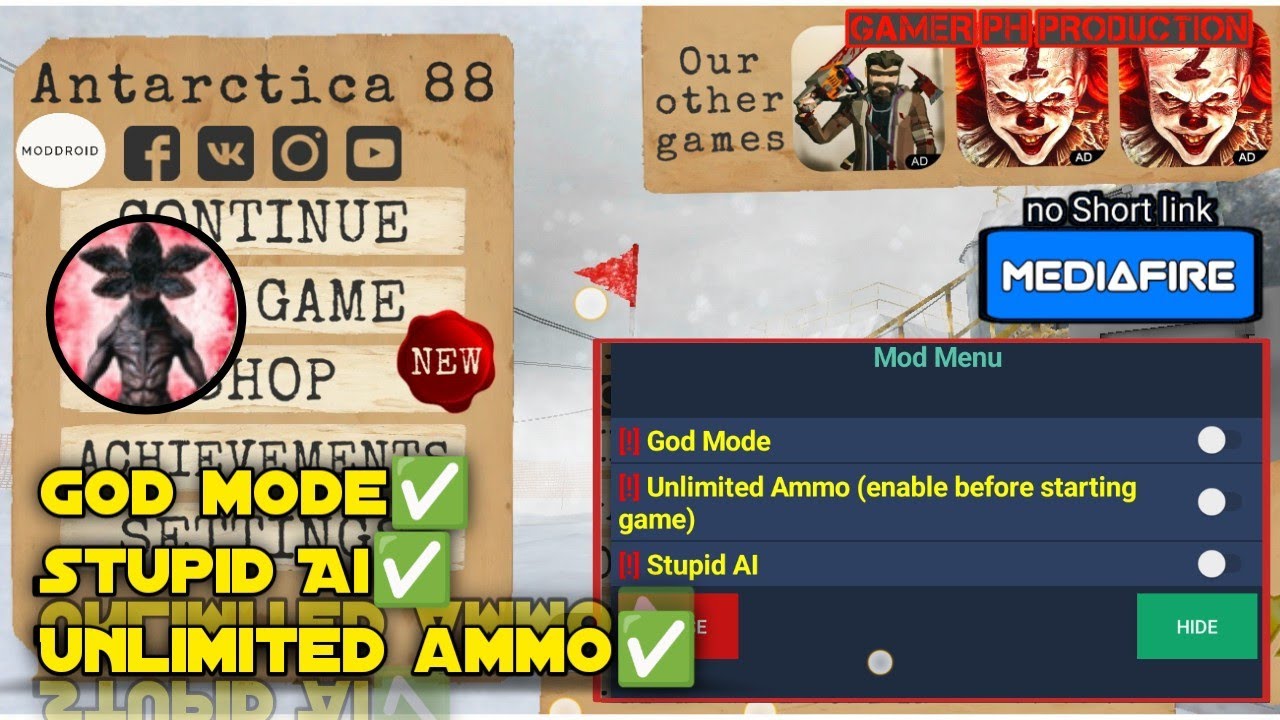 Antartica 88 mod| menu Unlimited ammo/Health✅
