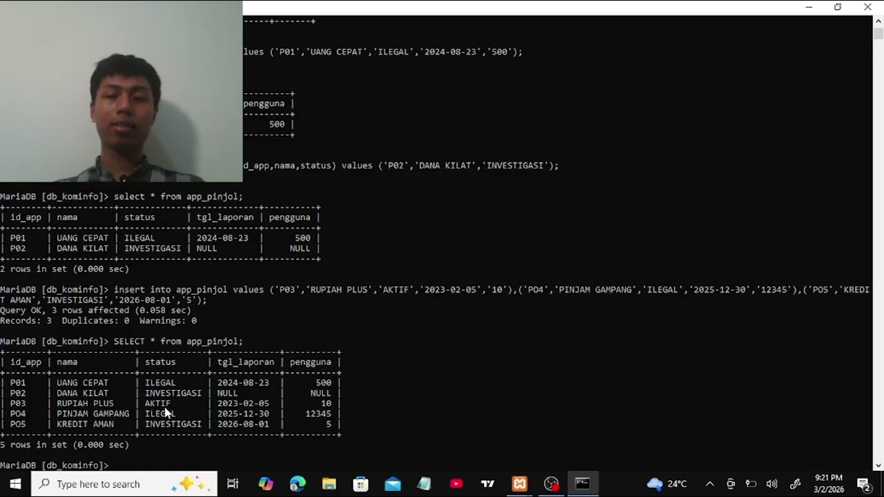 Tutorial memahami DML dengan memakai studi kasus data Pinjol ilegal. ARGAZORA_47125055