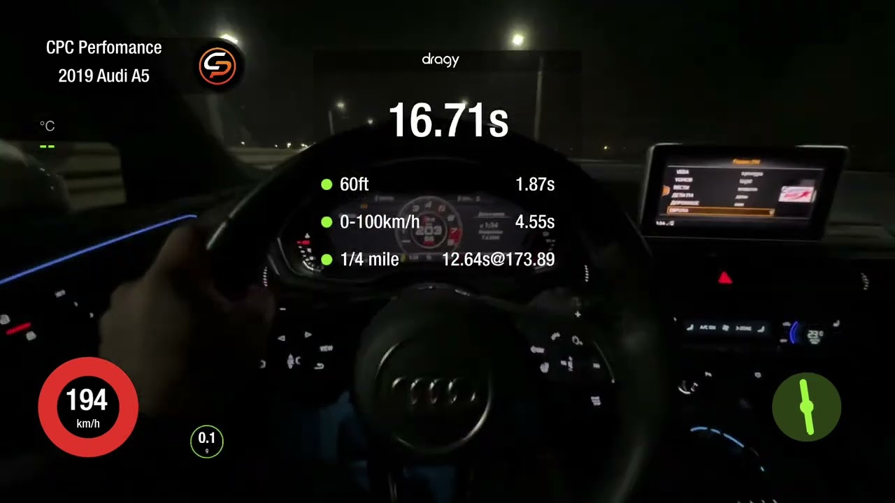 Stage1 на Audi A5 F5 Sportback 2.0TFSI 252hp 0-200