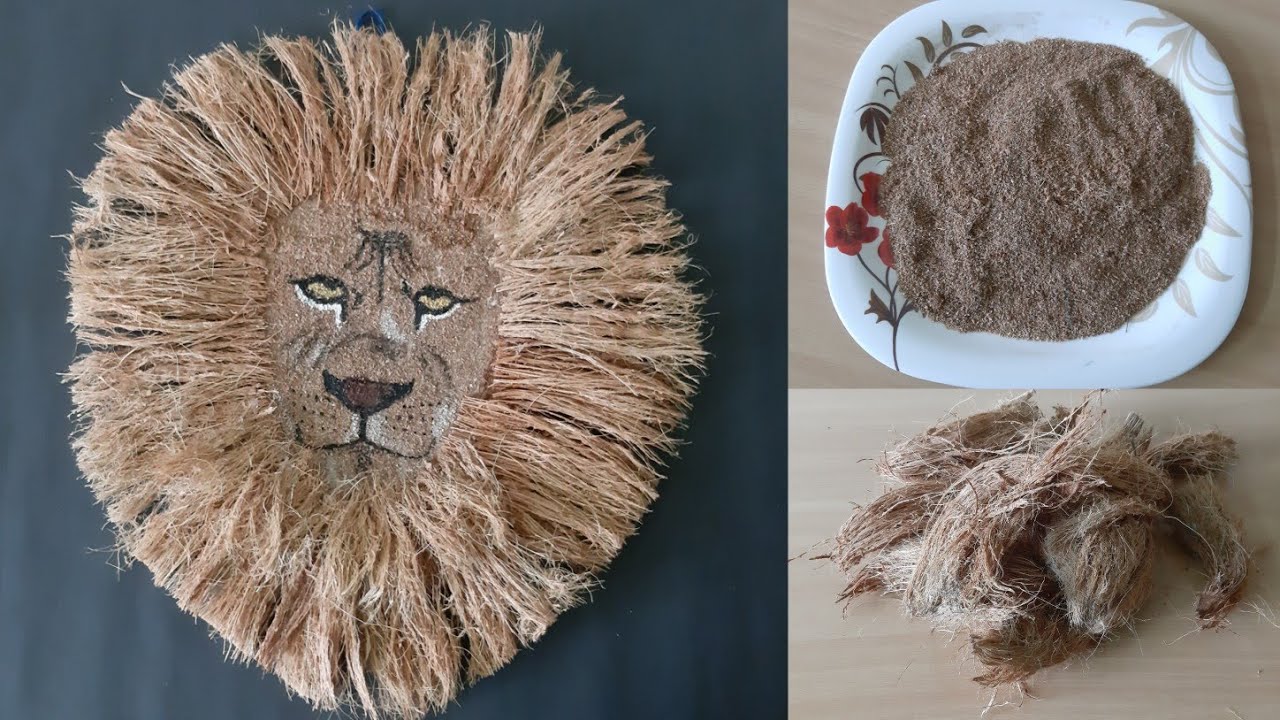 Coconut Home decor/Coconut Husk craft/Handmade wall hanging/Coconut Craft /lion making/DIY