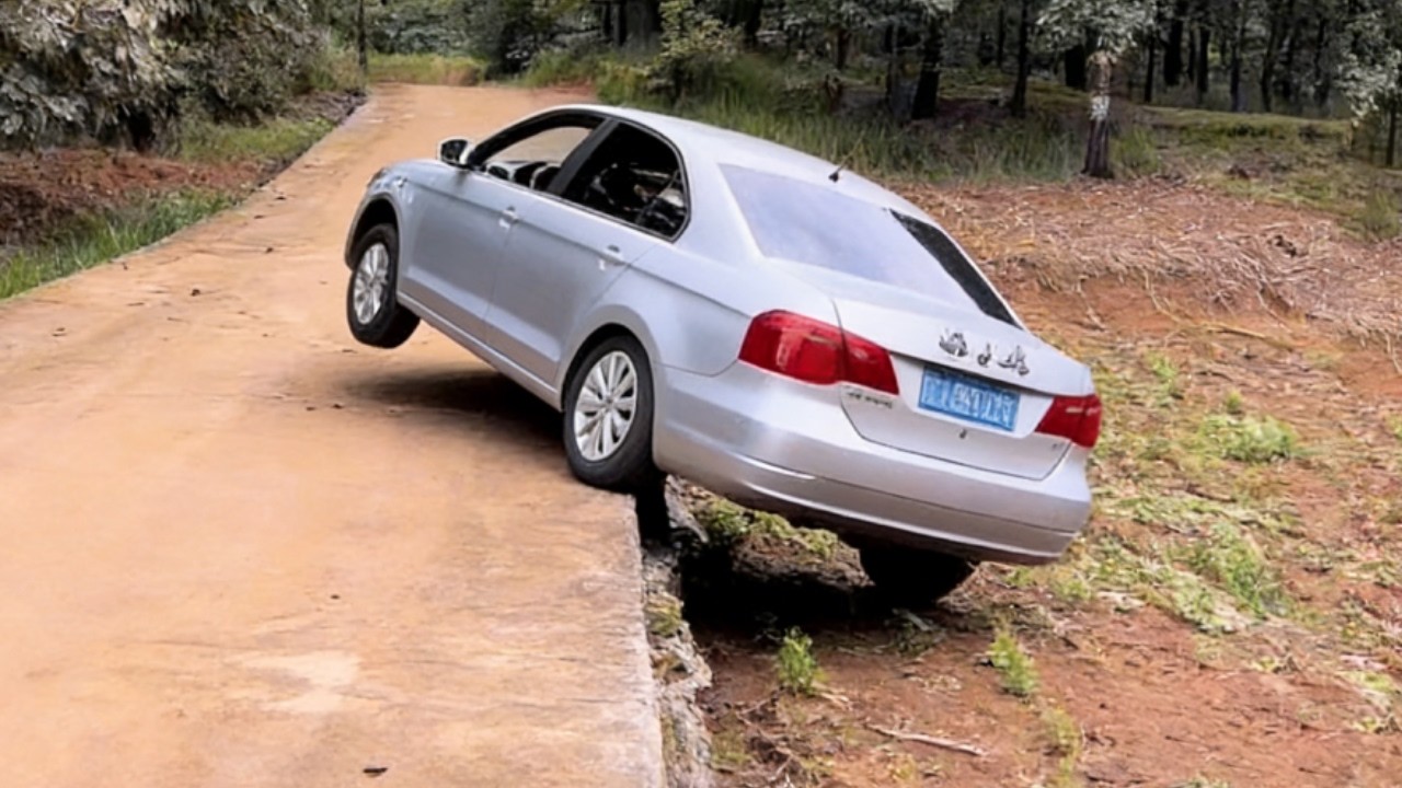 How to get your car wheels stuck in a ditch