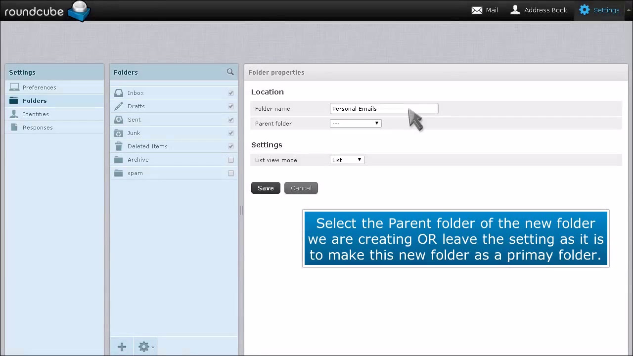 How To Create Folders in Roundcube | ACTWD Knowledge Base