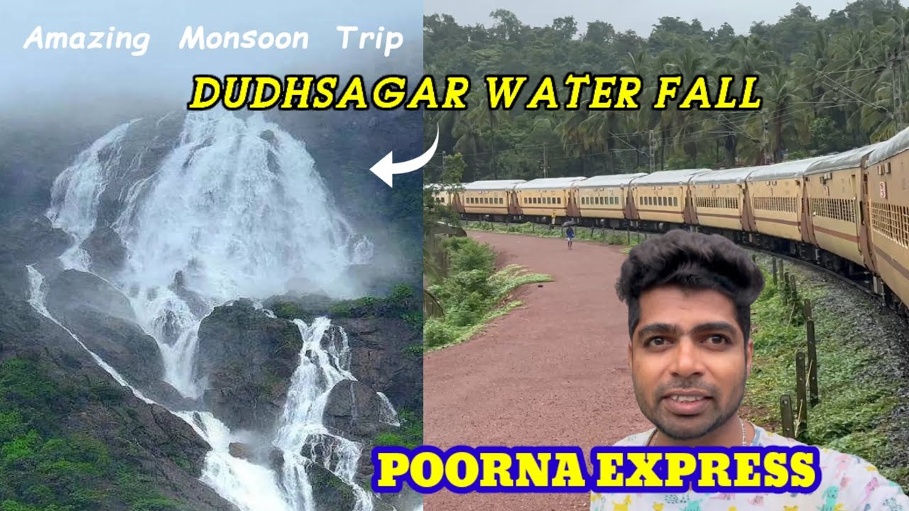 POORNA EXPRESS TRAVEL VLOG Via - DUDHSAGAR WATER FALLS | Sleeper Class journey