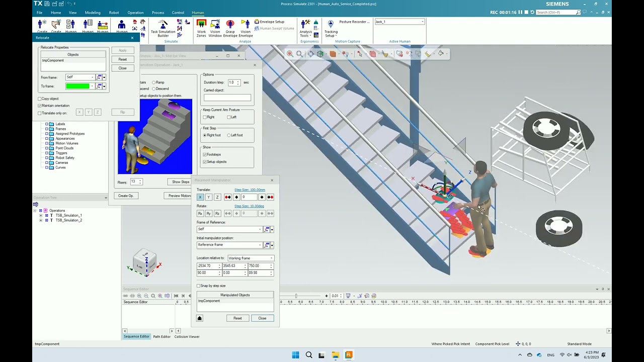 Process Simulate Human - Transition up stairs