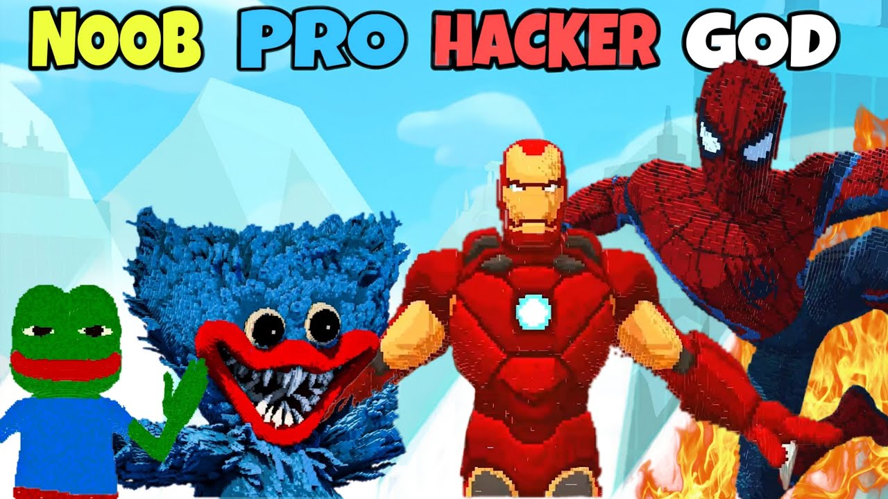 NOOB vs PRO vs HACKER vs GOD in Monster Demolition