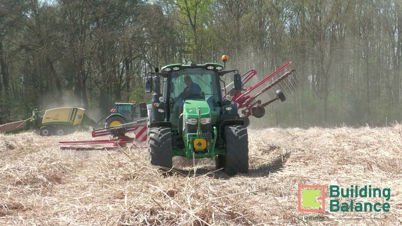 Miscanthus Oogsten &ndash; Harken, Stapelen en Afvoeren in Beeld