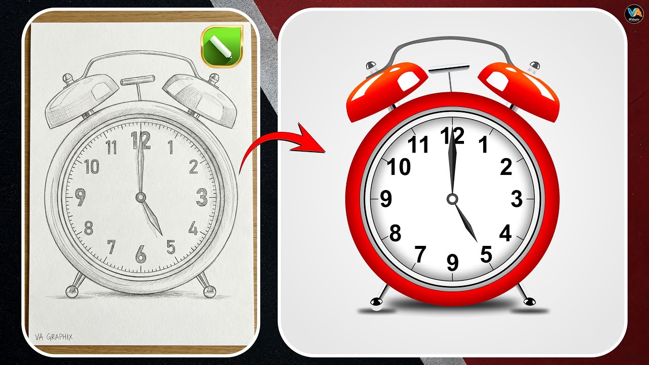 Sketch to Vector Alarm Clock Design in CorelDRAW | Pencil Drawing to Digital Art Tutorial