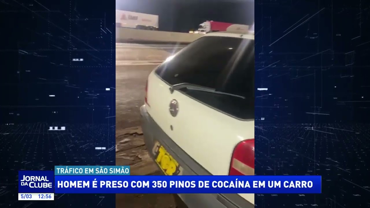 Homem é preso com 350 pinos de cocaína em um carro - Jornal da Clube (05/03/26)