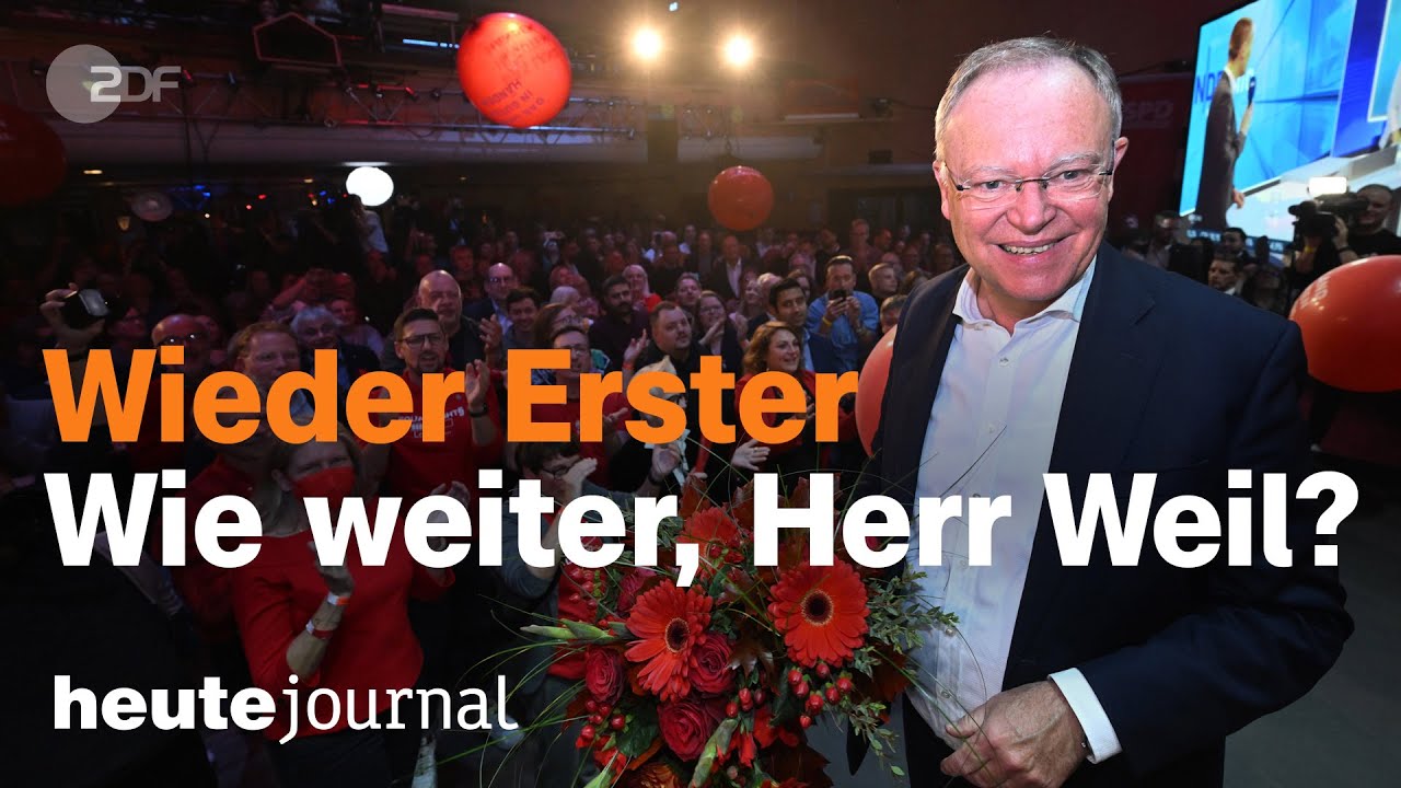 heute journal 09.10.22 Landtagswahl Niedersachsen, Wahlsieg SPD, Rot-Gr&uuml;n statt GroKo (українською)