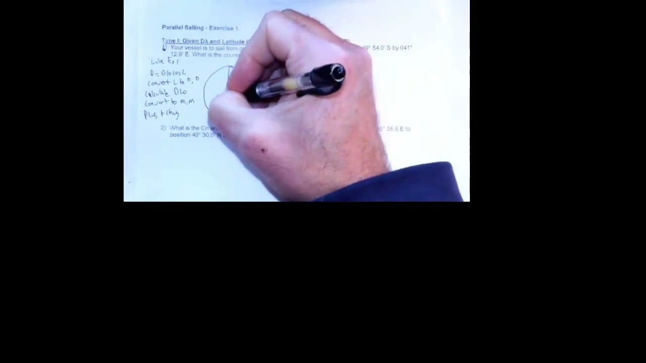Парусное плавание — Пример 1-1 — Расчет курса и расстояния