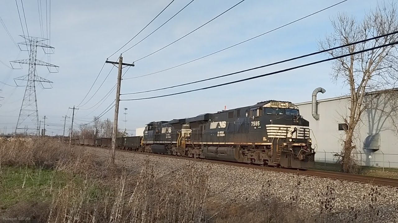 NS 7585 leads NS 60C Gondola Train EB @ Sharonville, OH