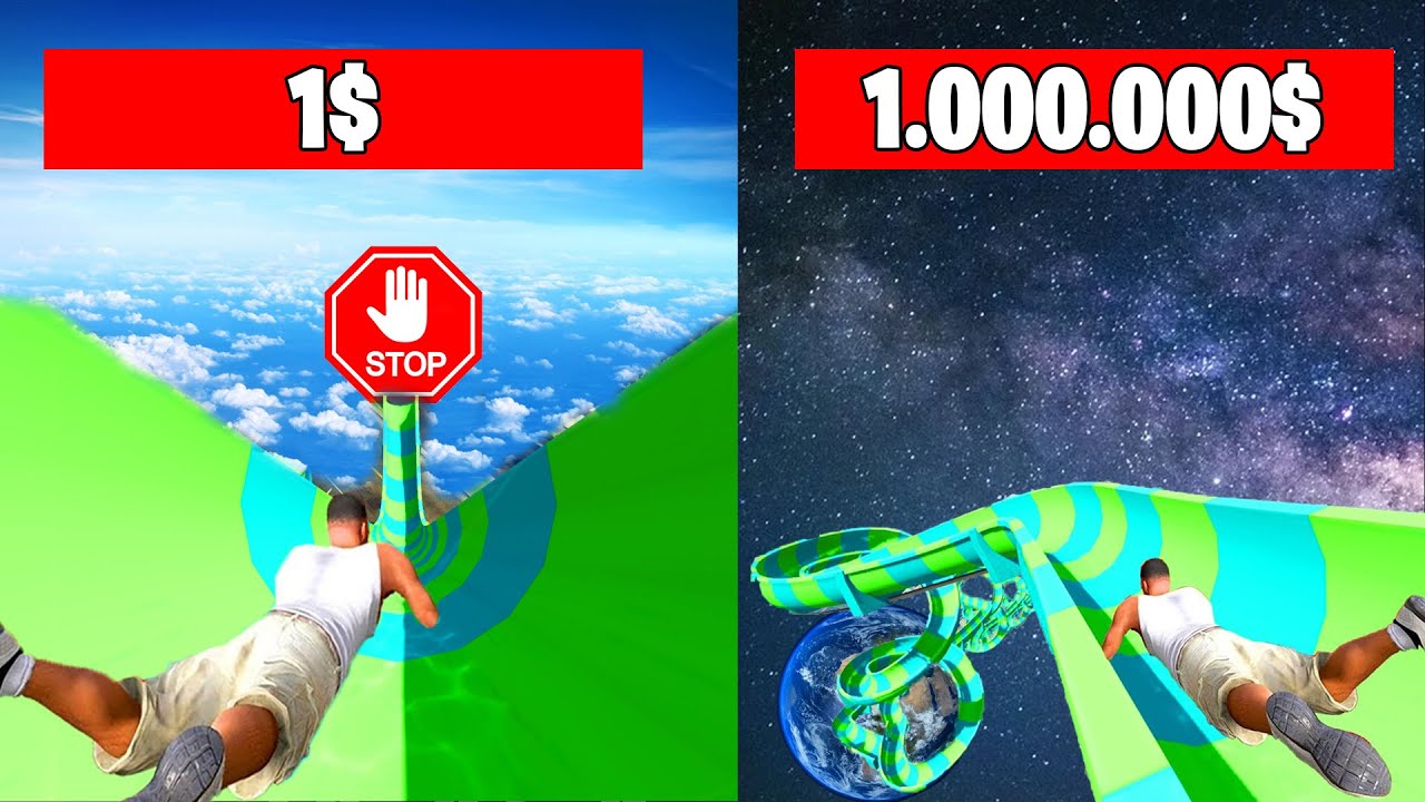 TOBOGGAN AQUATIQUE 1$ vs TOBOGGAN AQUATIQUE 1.000.000 $ !