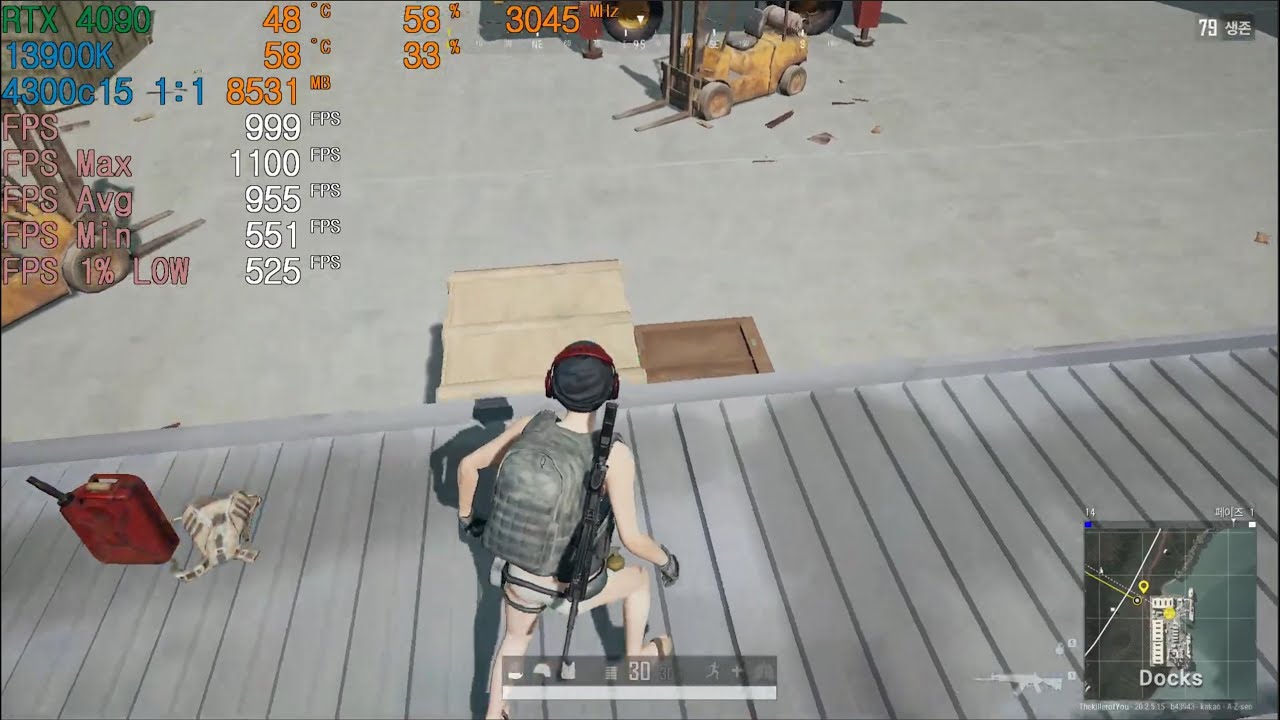 RTX 4090 배그 FHD 프레임 측정. 13900K 배틀그라운드