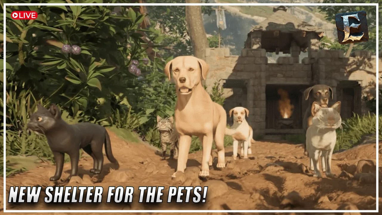 BUILDING A SHELTER FOR MY CATS AND DOGS!! | Enshrouded | Live | #27