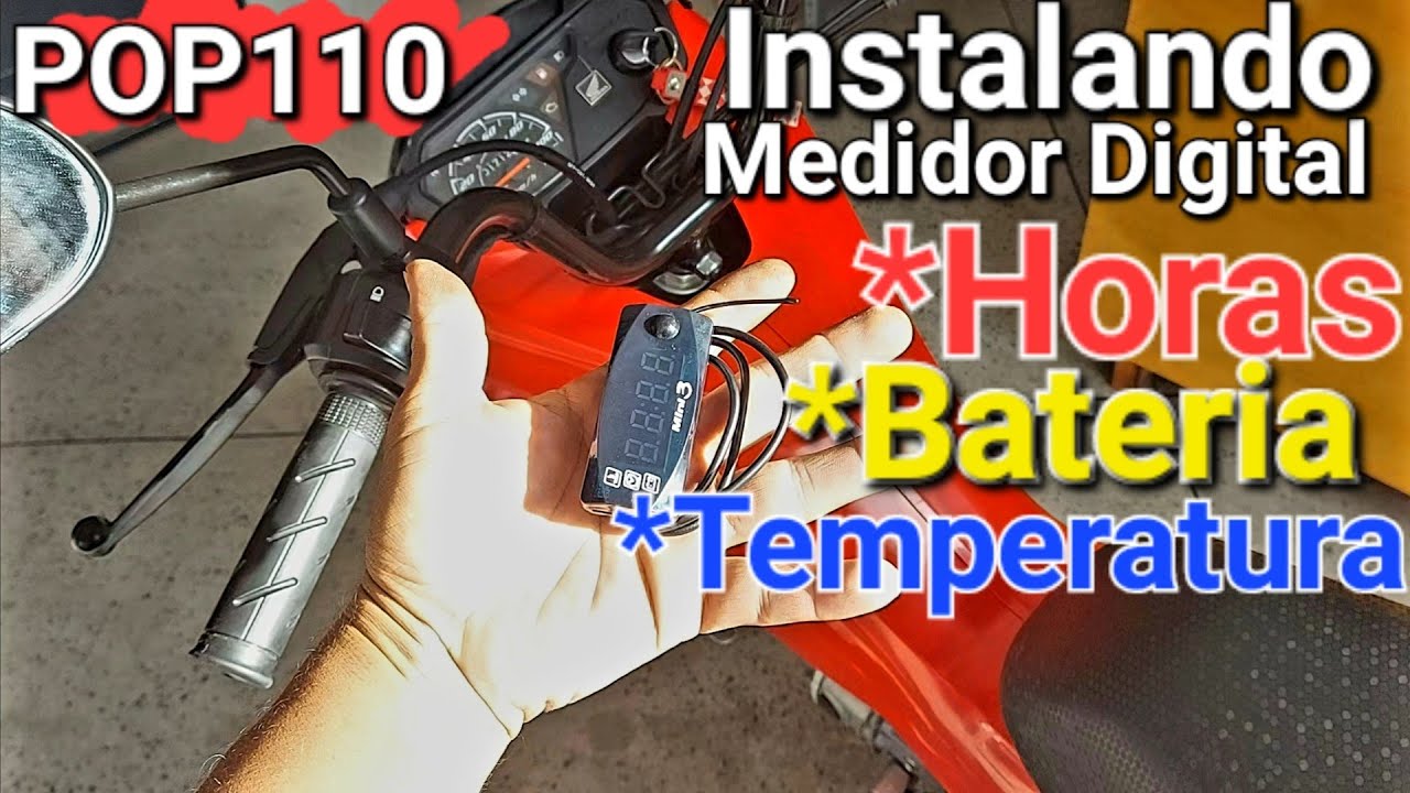 Instalando relógio digital q mede TEMPERATURA, HORA e BATERIA na POP110 2024
