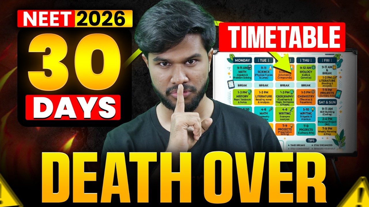 NEET 2026 | 30 Days Countdown Timetable for 650+ | Time Management Tips by Subash Sir