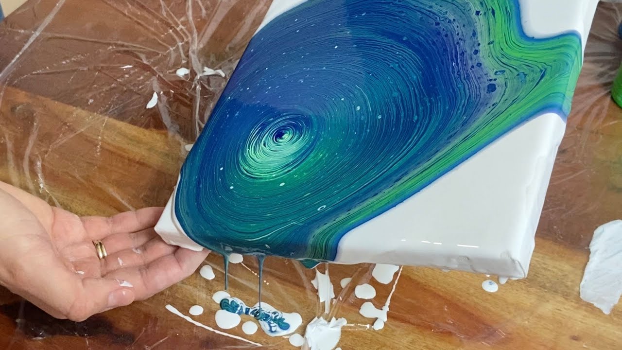 Kék Ring Pour | Akril Pouring #47