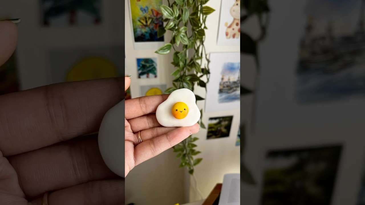 Beginner friendly clay egg charm fridge magnet🍳#diyclay #handmade #bestgift