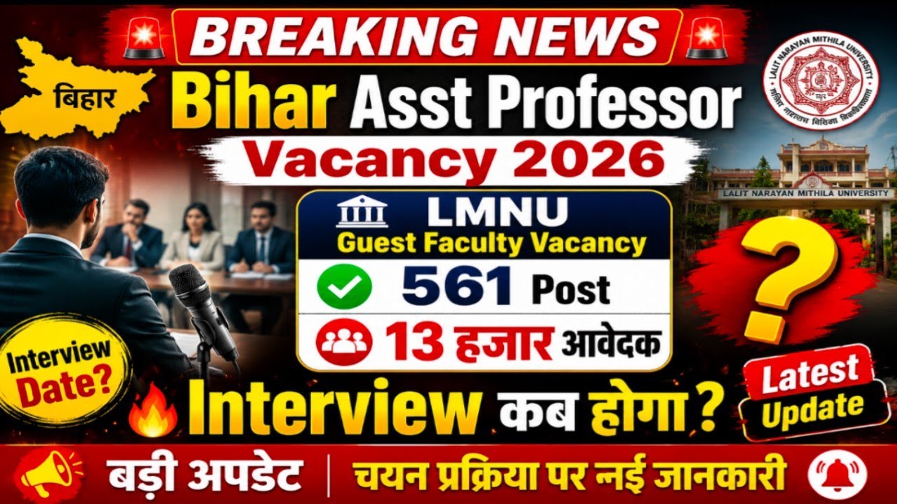 LMNU Guest Faculty Vacancy2026 | 561 Post |13 हजार आवेदक|Interviewकब होगा?Interview Date Latest News
