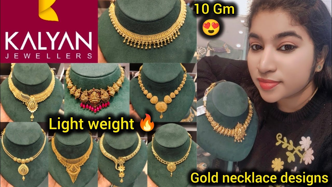 Kalyan Jewellers Latest Gold Necklace Designs starts 10 gm | Light weight gold necklace with  price 