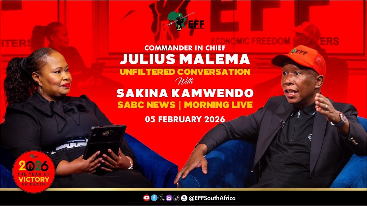 The EFF President  Julius_S_Malema in an unfiltered conversation with Sakina on SABC News,