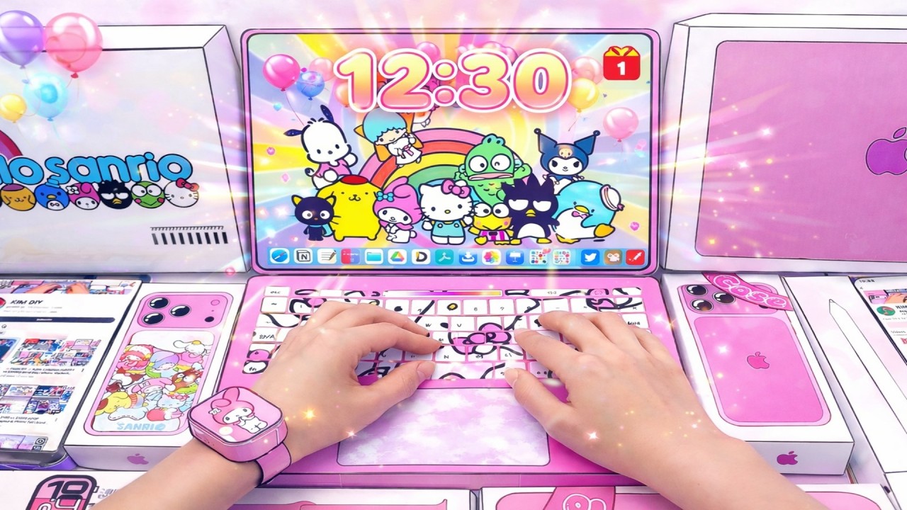 Satisfying Paper DIY🌟$1000 Apple x SANRIO Blind Bag | Full Pink iPhone, MacBook,iPad Unboxing | ASMR