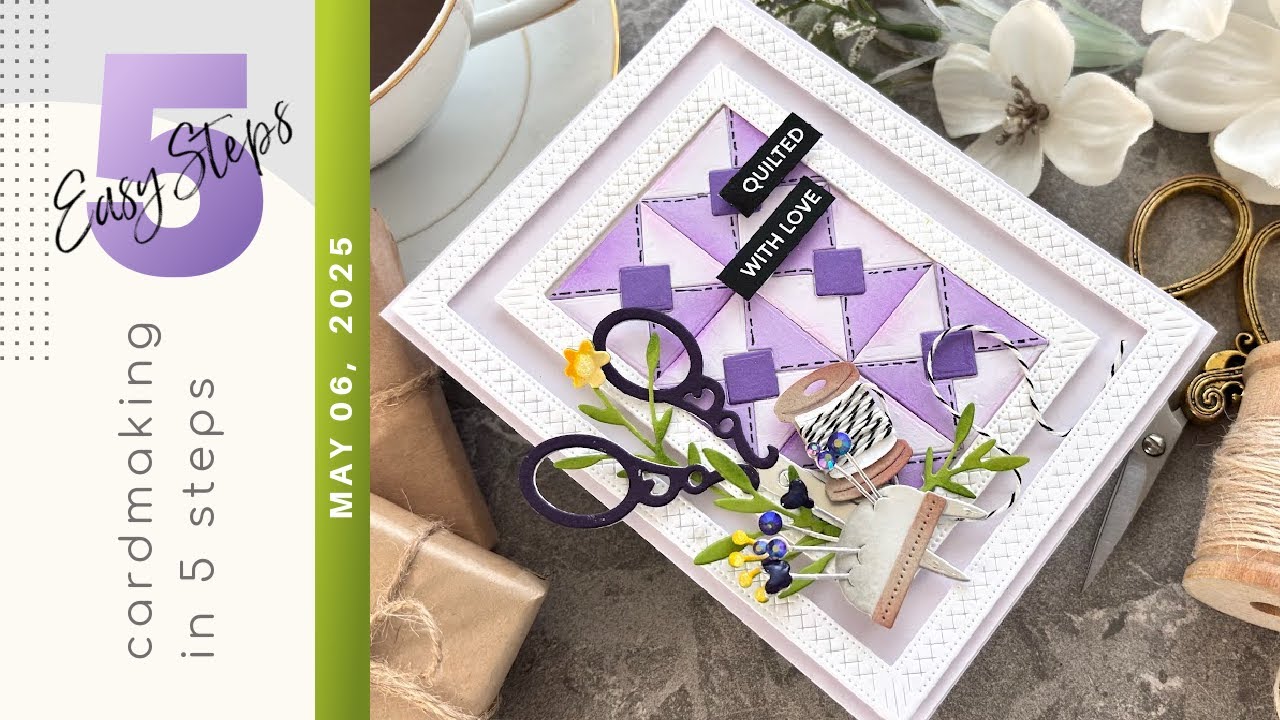 CARDMAKING IN 5 EASY STEPS | A QUILTED Card with Waffle Flower - Quilted Frame and Notions Dies