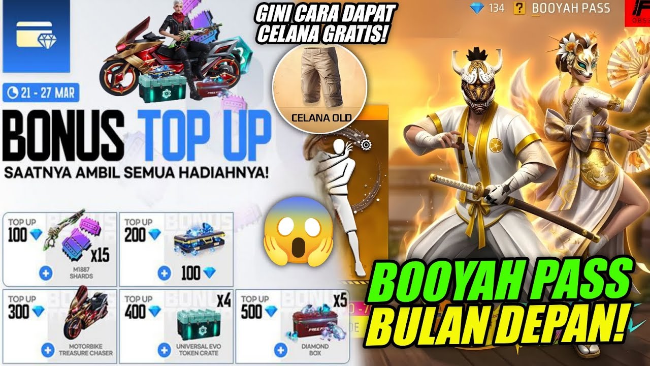 🔥 BONUS TOP UP FF SPESIAL LEBARAN! CARA DAPAT CELANA OLD GRATIS + BOCORAN BOOYAH PASS BULAN DEPAN!