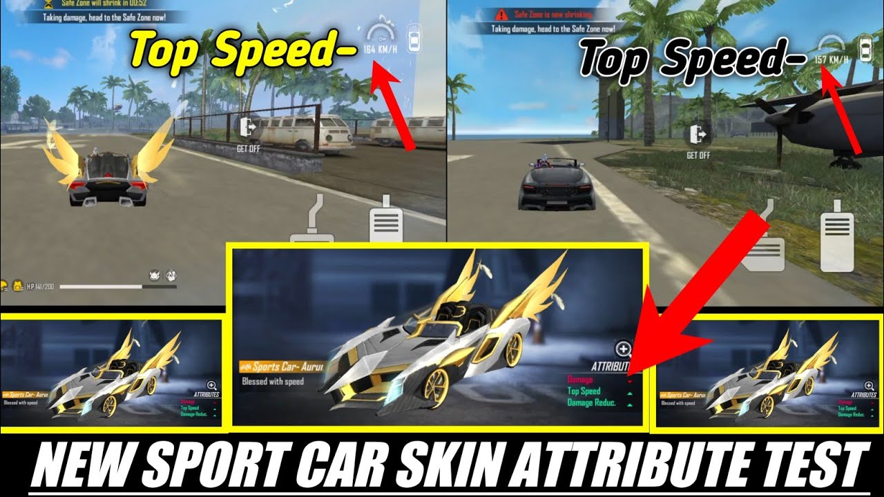 NEW LAMBORGHINI SKIN ATTRIBUTE TEST || New top up event in Free Fire || Sports Car attribute test...