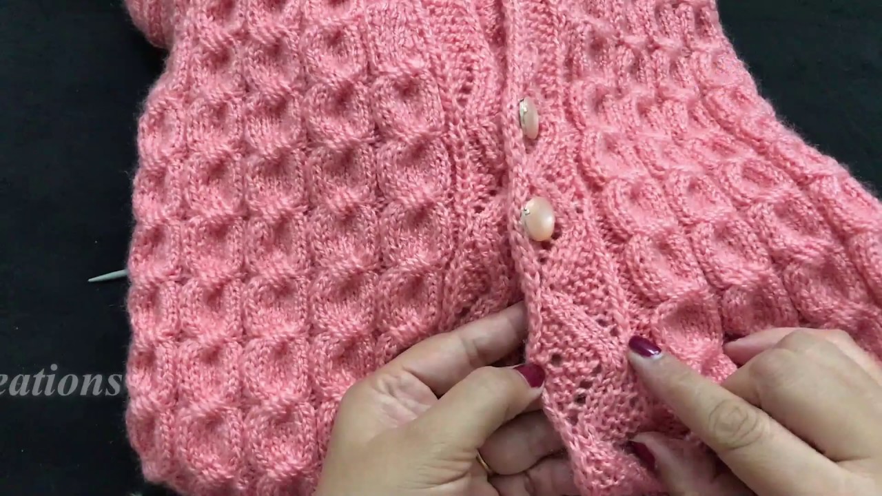 Knitting different type of button patti for cardigan