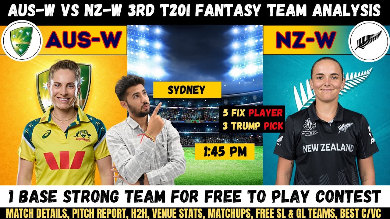 AUS-W vs NZ-W 3rd T20I Dream11 Prediction, Australia Women vs New Zealand Women Fantasy TeamAnalysis