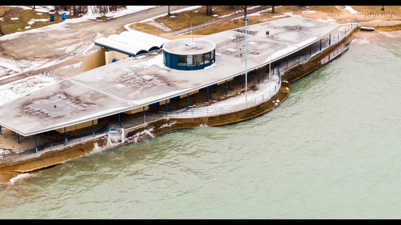Almost GONE! Calumet Park, Chicago, IL high water and erosion must see drone footage 4K