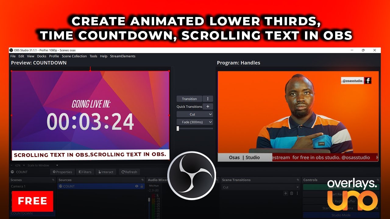 How to Get FREE Animated Overlays in OBS (Lower Thirds, Timers, Scrolling Text) | Overlays.UNO