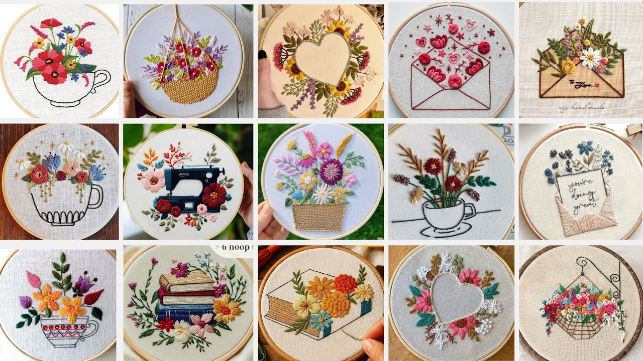 Beautiful hand embroidery design ideas 🪡💐 RF Handcraft 