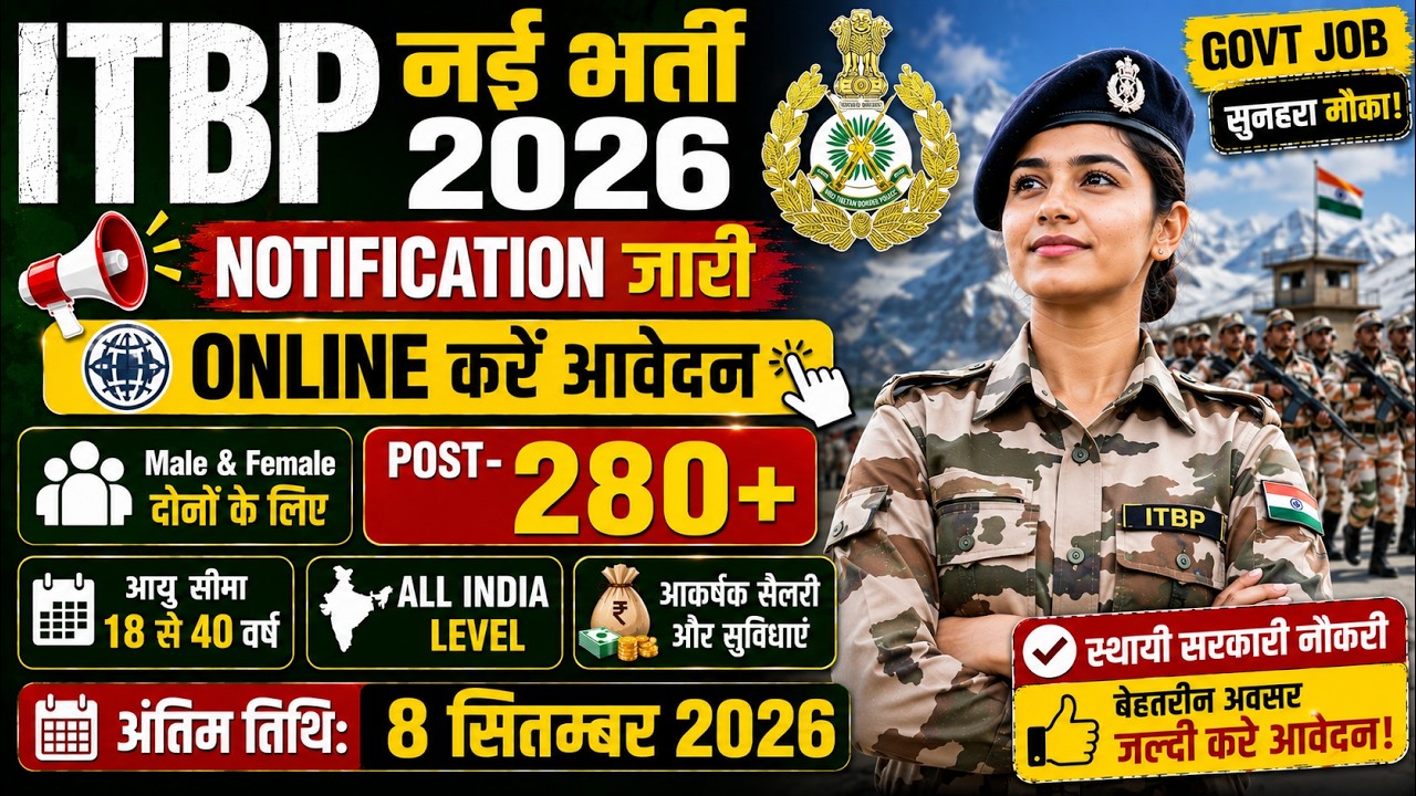 ITBP Recruitment 2026 Notification | ITBP New Vacancy 2026 | Bharti August Jobs 2026 | 10th Pass