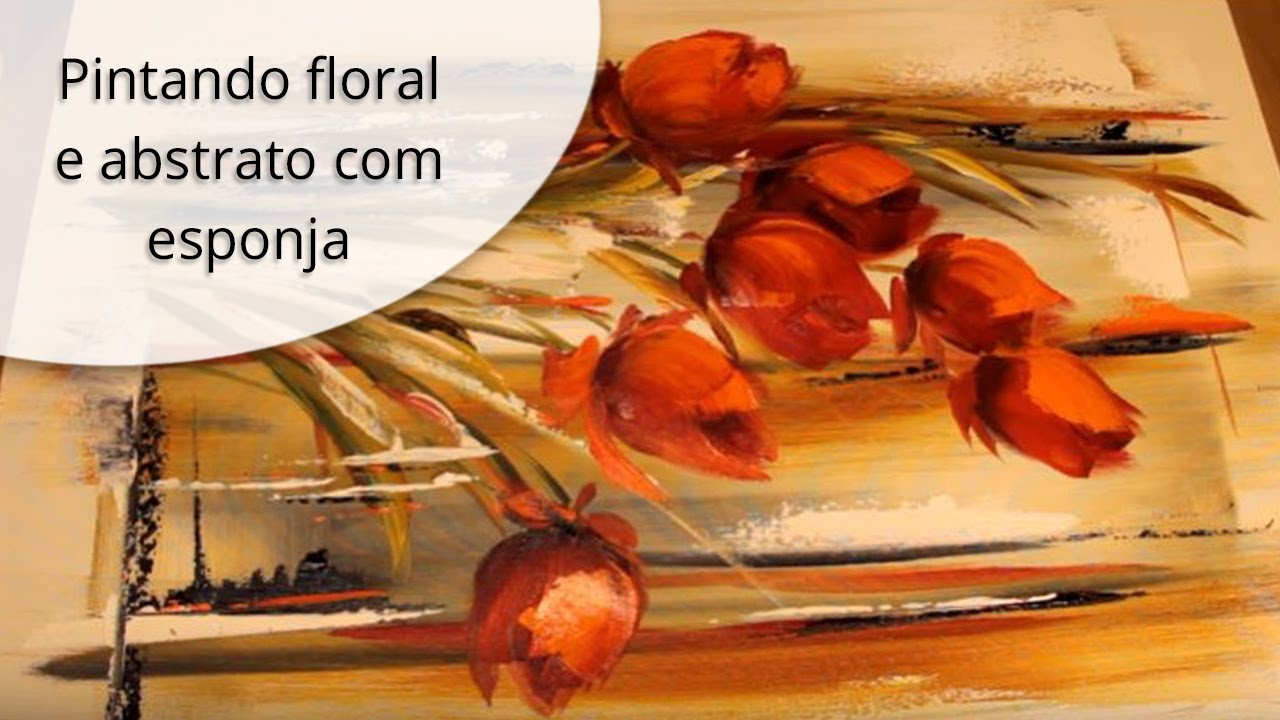 Pintando floral e abstrato com esponja