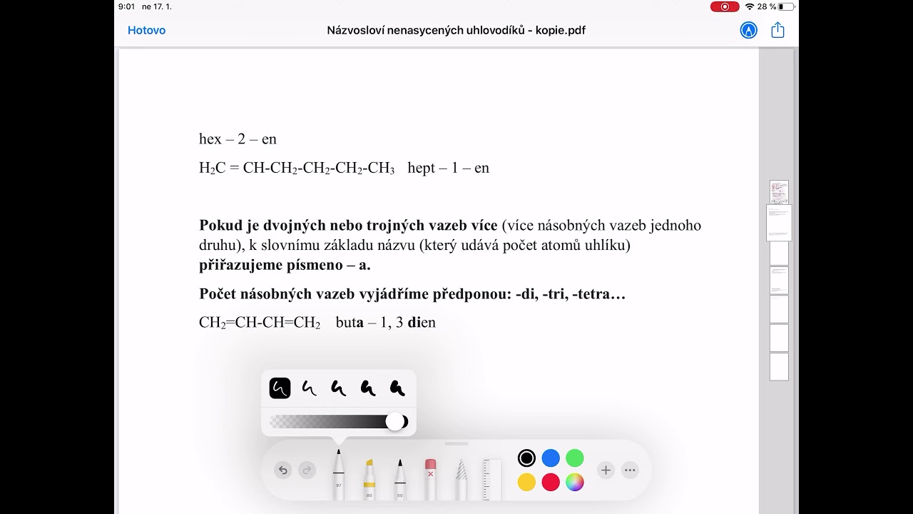 Názvosloví nenasycených uhlovodíků