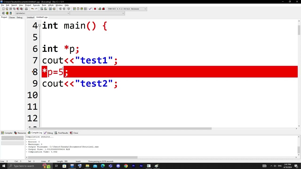 Runtime Error in c++