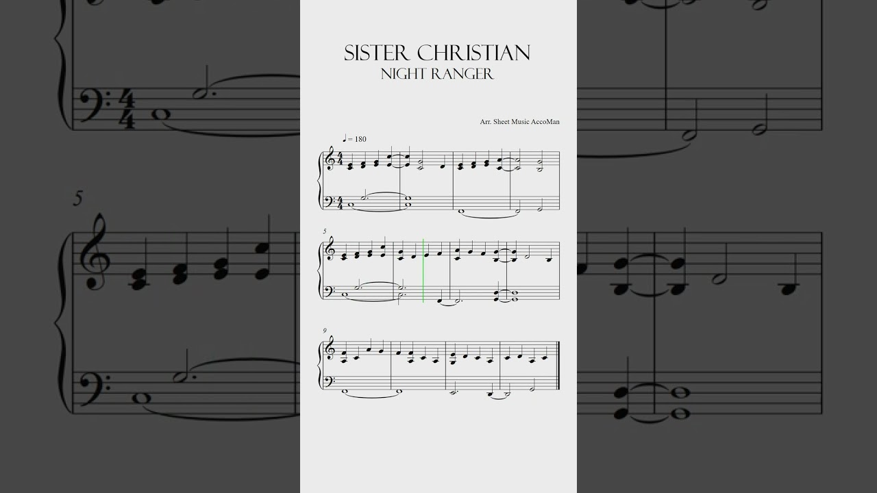 Night Ranger Sister Christian Sheet Music #shorts #short #shortvideo #shortsvideo #shortsfeed #fyp